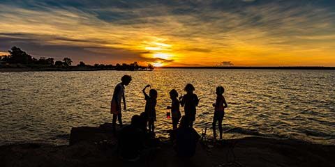 Sunset in aboriginal community Maningrida NT Australia