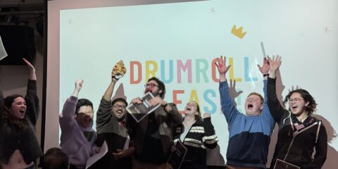 An image of students winning the FBL Pub Quiz