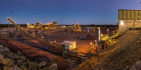 A mine site at dusk,