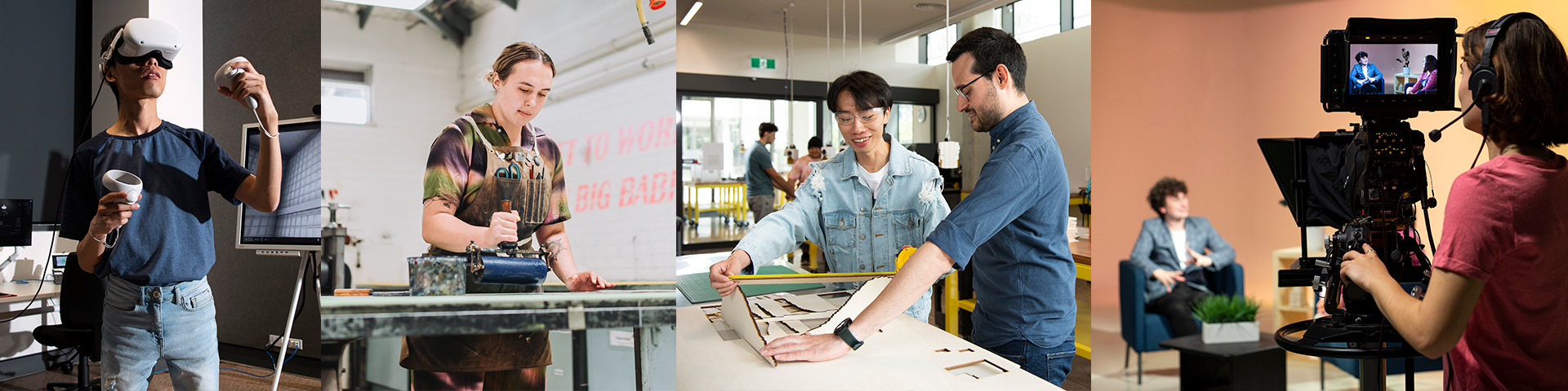 Students studying film, design and architecture at university