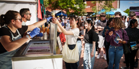 An image of students at Global Village