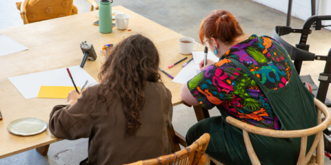 Students participating in crafts