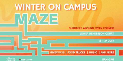 Winter on campus maze graphic