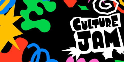 A colourful graphics with the logo saying Culture Jam